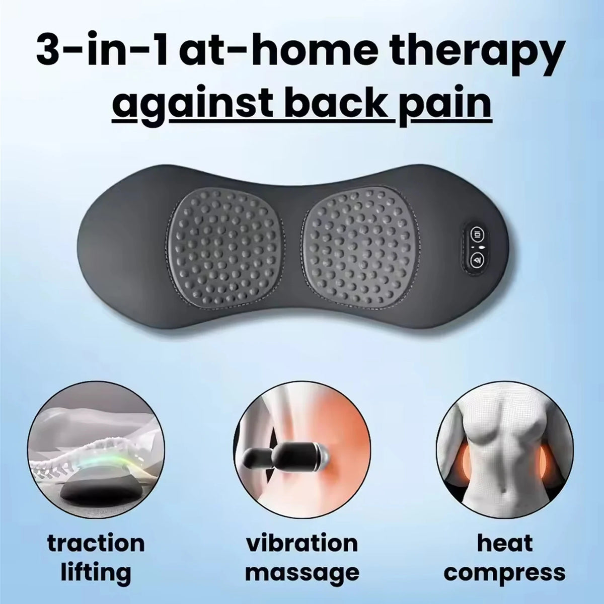 Heating Vibration Massage Pillow Electric Lumbar Support Pad Bed Sleeping Waist Protection Cushion Lying Flat Waist Pain Relief Beauty World Shop