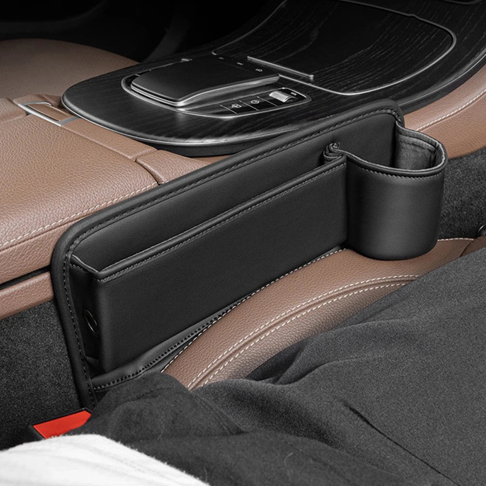 Car Seat Gap Water Cup Holder Leather Universal Crevice Side Storage Box Driver Front Auto Seat Gap Filler Organizer In the Car Beauty World Shop