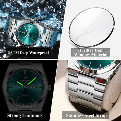 POEDAGAR Exquisite Business Men Watch Stainless Steel Waterproof Luminous Man Wristwatch Date Week Classic Men's Quartz Watches Beauty World Shop