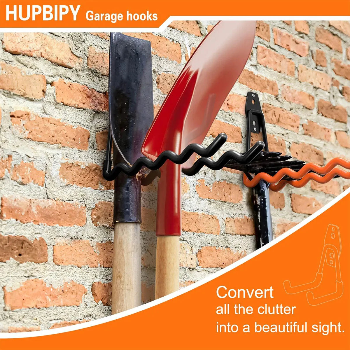 Garage Storage Utility Hooks,Garage Garden Tool Organizer,Hanging Utility Wall Mount Hooks,Heavy Duty Tool Storage Organizer Beauty World Shop