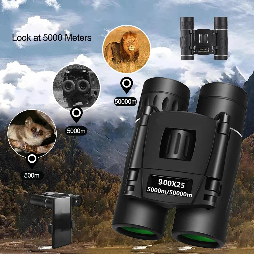 HOMEFISH 900x25 HD Zoom Portable Powerful Binoculars Long Range BAK4 Telescope Jumelles Folding Low Light Binoculars for Hunting Beauty World Shop