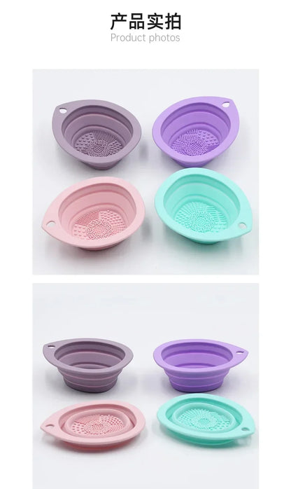Silicone Makeup Brush Cleaner Folding Powder Puff Cleaning Bowl Eyeshadow Brushes Washing Soft Mat Beauty Tools Scrubber Box Beauty World Shop