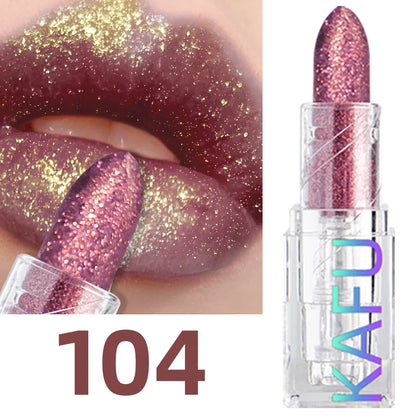 Multi-color Glitter Lipstick Beauty Girl Diamond Waterproof Lip Tint Long Lasting Shimmer Lip Makeup Red Rose Pearlescent  Lip Beauty Trend Shop