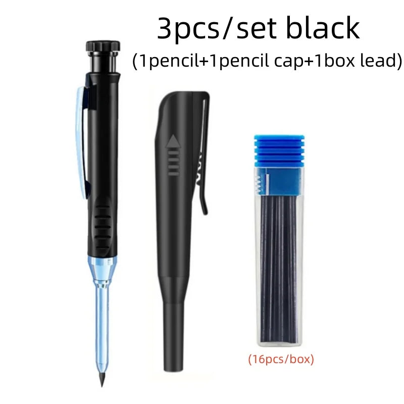 Solid Carpenter Pencils Set with 16Refills, 2.8mm Deep Hole Mechanical Pencil Marker Construction Pencils Woodworking Drafting Beauty World Shop
