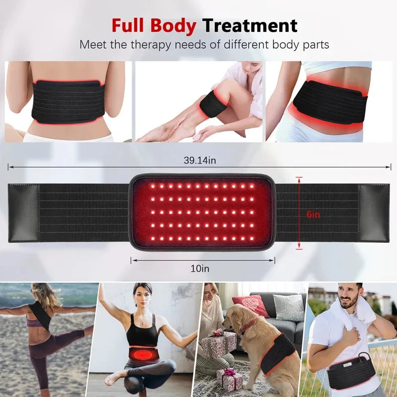 Infrared Light LED Healthcare Belt Waist Red Light Heating Massage Belt Pad Lumbar Back Waist Massager For Muscle Body Relief Beauty World Shop