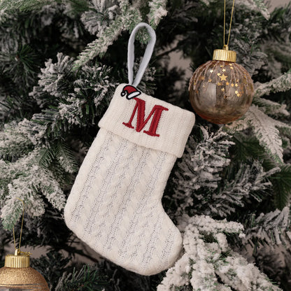 1PC A-Z Letter Hanging Christmas Stockings Knitted Socks  Christmas Tree Hanging for Family Party Decoration Beauty World Shop