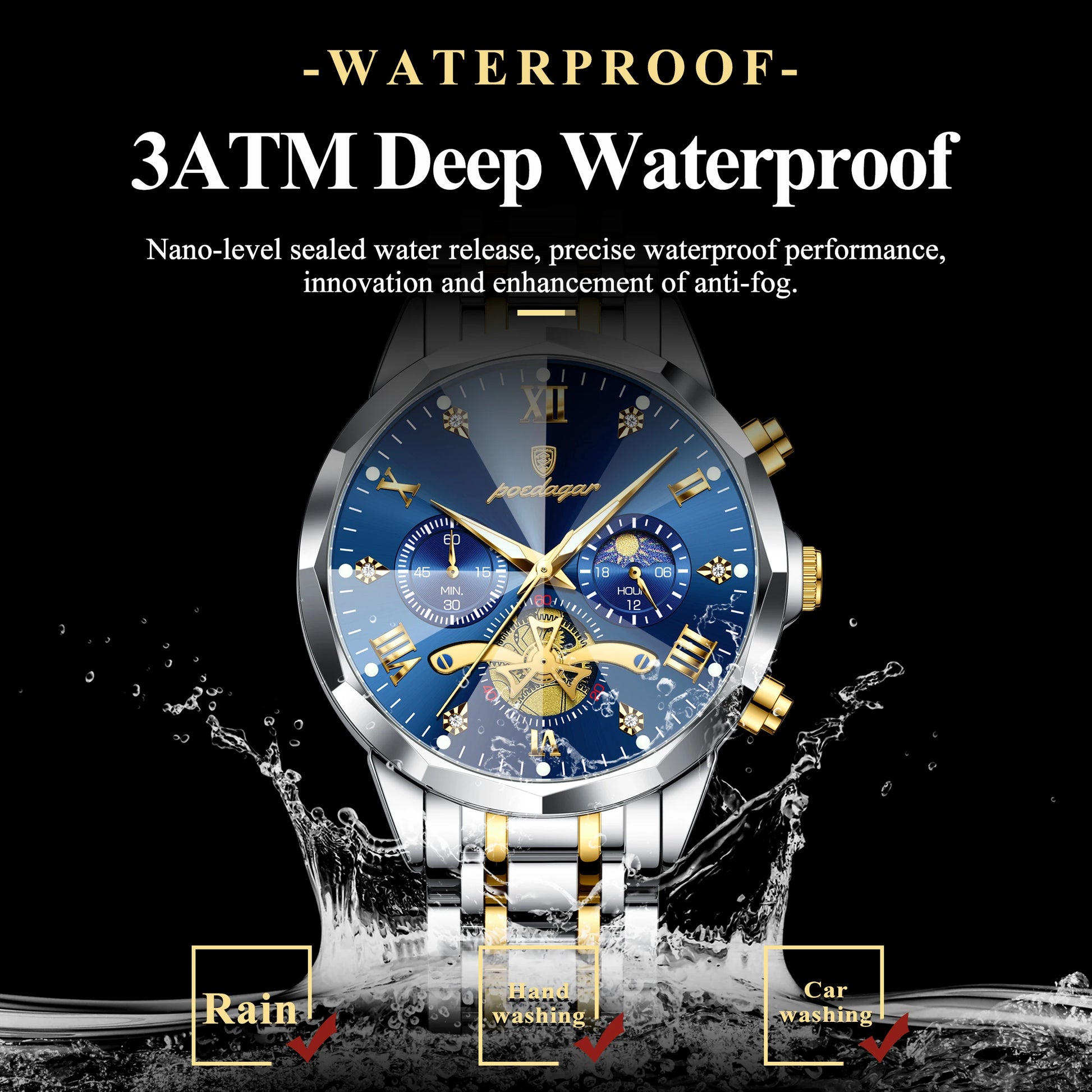 POEDAGAR Original Luxury Men's Watch Waterproof Luminous Chronograph Men Wristwatch Stainless Steel Quartz Watches For Man Reloj Beauty World Shop