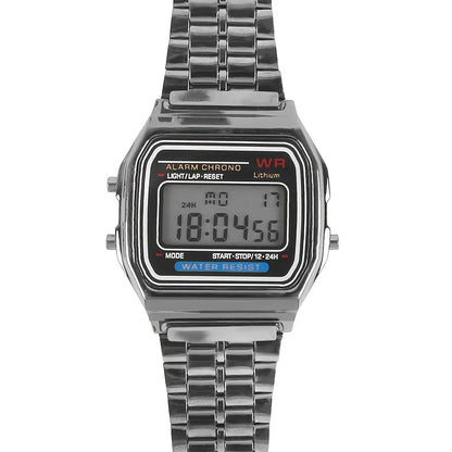 F91W Non-Waterproof Steel Band Watch For Women, Men, Business Clock, Multi-Functional LED Digital Sports Watch, Electronic Clock Beauty World Shop