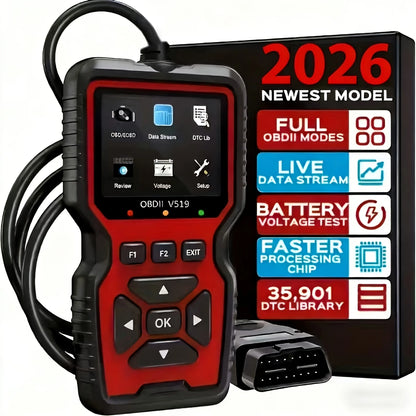 V519 Professional Obd2 Scanner - Usb-Powered Automotive Diagnostic Tool with Real-Time Data Stream, Full-Featured Obd Ii Testing (I/M Ready, Bod2/Eobd), Clears Engine Fault Lights, Reads/Erases Codes for Most Vehicles, Automo Beauty World Shop