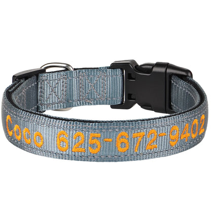 Embroidered Nylon Dog Collar Personalized Puppy Cat Collars Reflective Pet ID Collars DIY Phone Name ID For Small Large Dog Cat Beauty World Shop