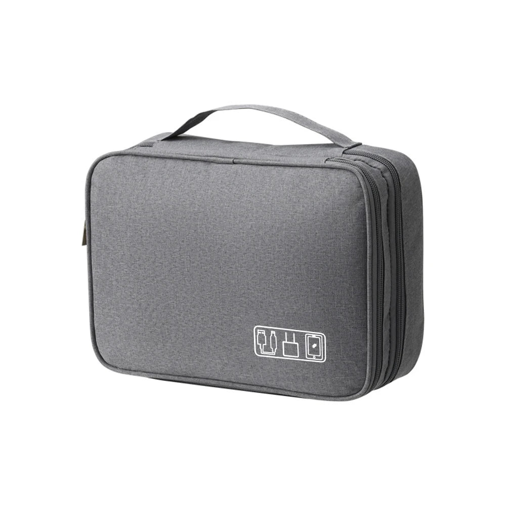 Black Oxford Cloth Electronic Accessory Storage Bag, Cube Travel Bag, Portable Data Cable Headphone Organizer Bag Office suppli Beauty World Shop