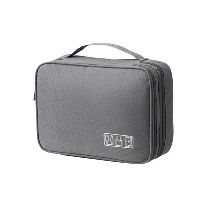 Black Oxford Cloth Electronic Accessory Storage Bag, Cube Travel Bag, Portable Data Cable Headphone Organizer Bag Office suppli Beauty World Shop