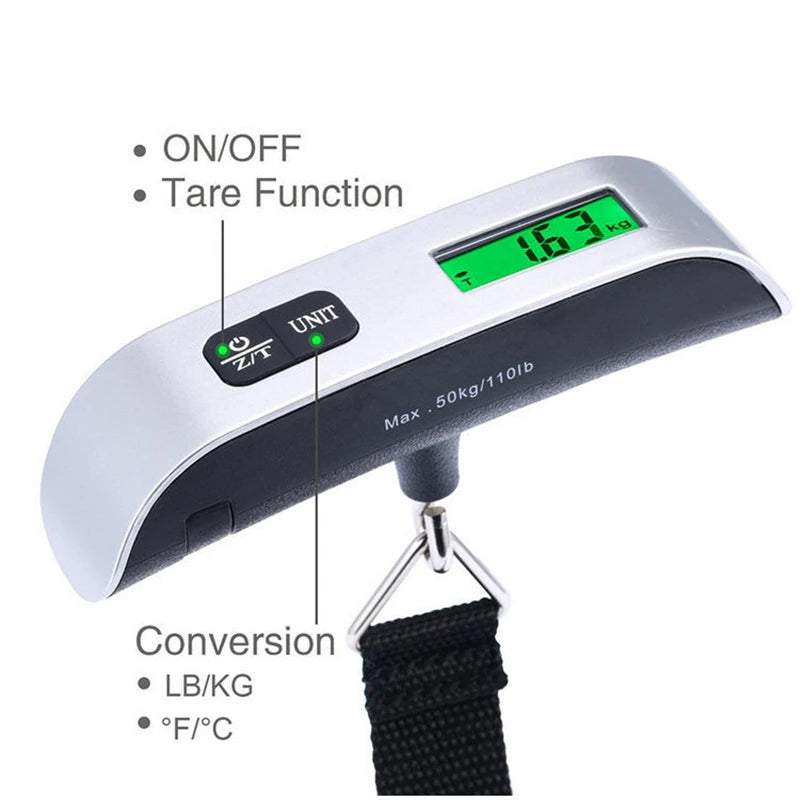 Portable Scale Digital LCD Display 110lb/50kg Electronic Luggage Hanging Suitcase Travel Weighs Baggage Bag Weight Balance Tools Beauty World Shop