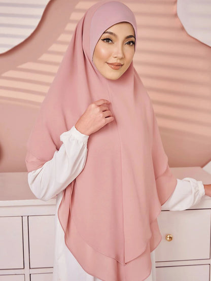 1pc Double layered Chiffon Ready to Wear Instant Hijabs Solid Headscarf Foulard Femme Musulman Shawl Wrap Bandana Beauty World Shop
