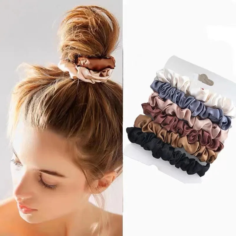 6/12 PCS Elegant women's headband, rubber band, elastic band, softer than silk hair | Satin headband | Beauty World Shop
