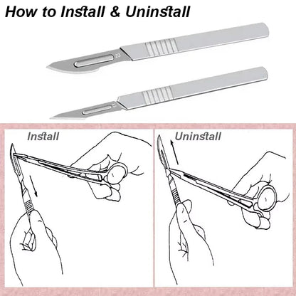 11 23 Scalpel Blade Set Metal Handle Stationery Steel Precision Craft Knife Cutter Wood Carve Stencil Box Open DIY Surgical Tool Beauty World Shop