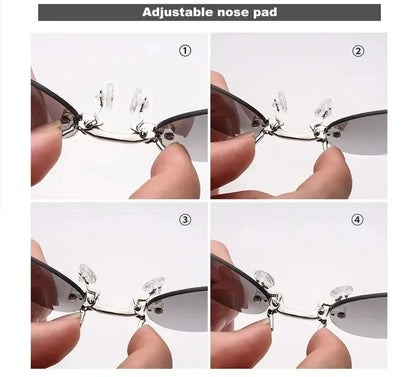  VIEWRING1-2PCS Clip On Nose Glasses Round Rimless Matrix Morpheus Sunglasses Mini Frameless Vintage Men Eyeglasses Beauty World Shop