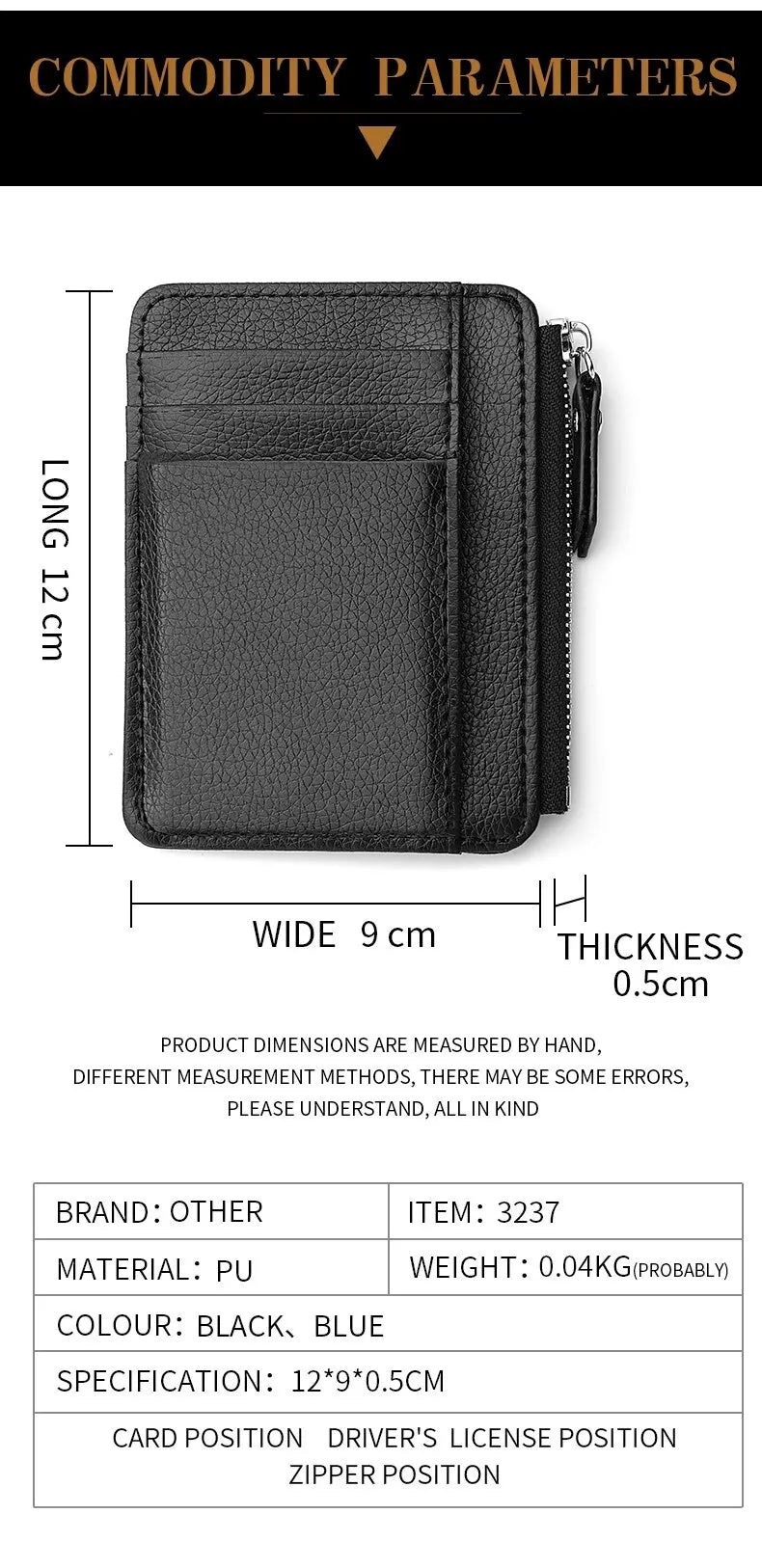 Mini Credit Card Wallet Id Card Holder Men's Small Wallet Thin Sleeve Zipper Short Coin Wallet Beauty World Shop