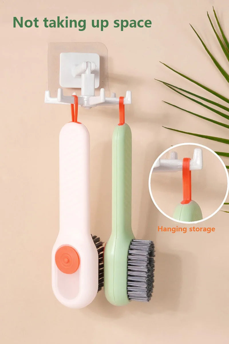 Automatic pressing liquid long handle shoe brush with soft bristles that do not damage shoes, laundry brush, cleaning tool Beauty World Shop