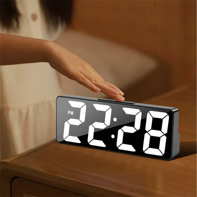 Latest Digital Clock LED Alarm Clock Bedroom Electronic Desktop Clock With Temperature Display Adjustable Brightness 12/24 Hours Beauty World Shop