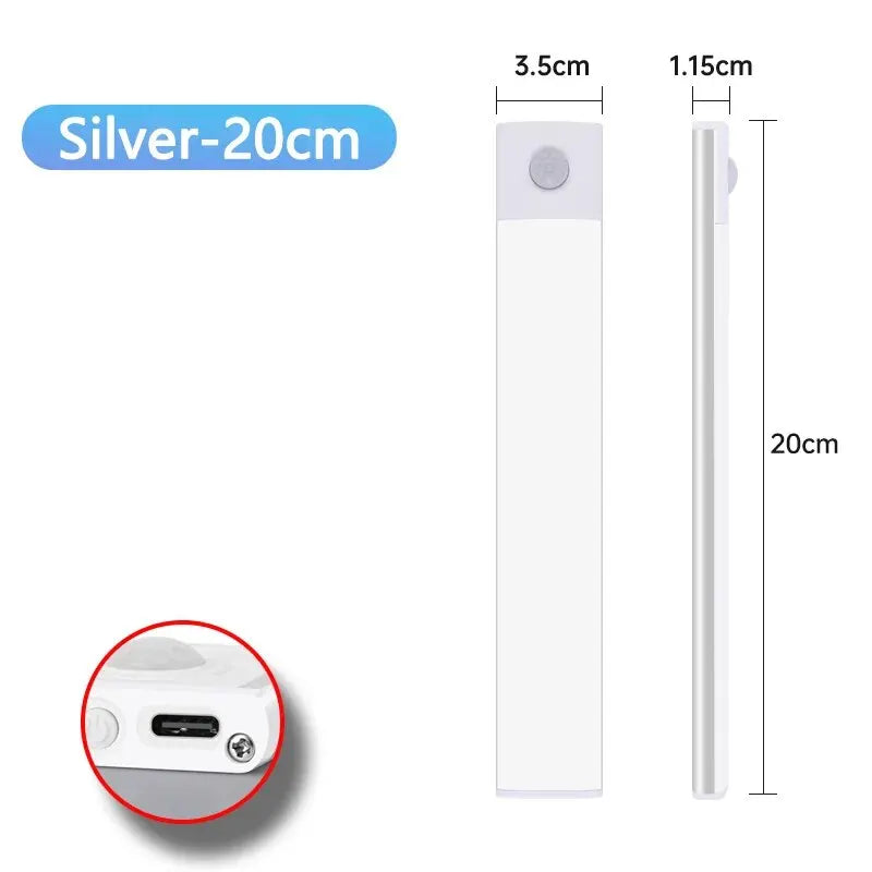 LED Cabinet Light USB Type-C Rechargeable Motion Sensor Led Lamp for Kitchen Wardrobe Cabinet Lighting 20cm/30cm/40cm/50cm/60cm Beauty World Shop