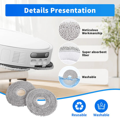 Easy Install Perfect Fit Mop Cloth Kit Mop Pad Part For Xiaomi Mijia 5 Pro OV21CN X10 Plus S10 Plus X20 X20 Plus M30 Pro M30S Beauty World Shop