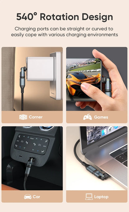 AUFU PD240W USB C to Type C OTG Adapter 540 Rotation 5A Fast Charge Cable Converter for iPhone 16 MacBook Samsung Xiaomi Laptop Beauty World Shop
