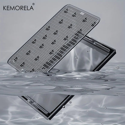 KEMORELA EXtra Large Stainless Steel Cat Litter Box with Lid - Enclosed LitterPan High-Sided Resistant Leak-Proof Cat Litter Mat