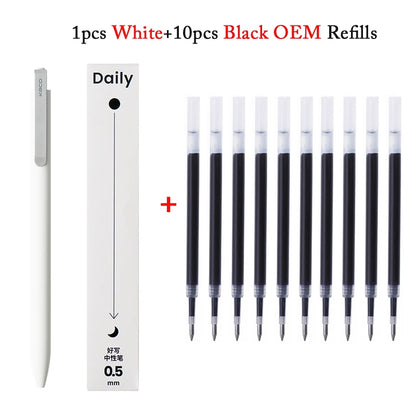 KACO Gel Pens Press Signature Pen Stationery Metal Pen Clip 0.5mm Black Ink Quicking Drying Large Capacity 800M Smooth Writing Beauty World Shop
