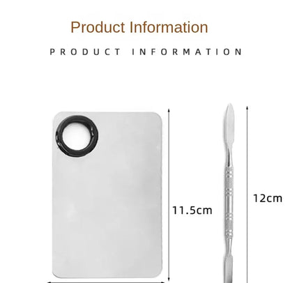 Makeup Mixing Palette Upgrad Stainless Steel Metal Mixing Tray with Spatula Artist Tool for Mixing Foundation Nail-Art