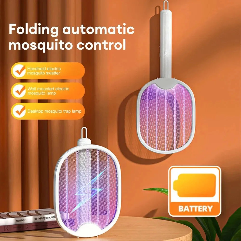 3000V Foldable Electric Mosquito Killer USB Rechargeable Fly Trap Mosquito Swatter Racket Insect Killer With UV Light Bug Zapper Beauty World Shop