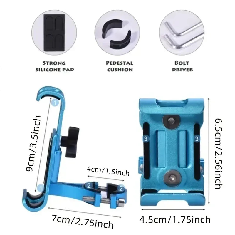 360 Rotate Metal Motorcycle Bicycle Phone Holder Aluminum Alloy Anti-slip Bracket Support GPS Clip Bike Phone Stand for iPhone Beauty World Shop