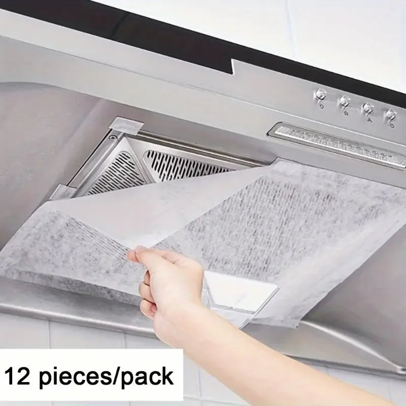 12-Pack Heavy-Duty Range Hood Filters - Oil-Absorbing Mesh Covers for Kitchen Ventilation, Easy Install Beauty World Shop