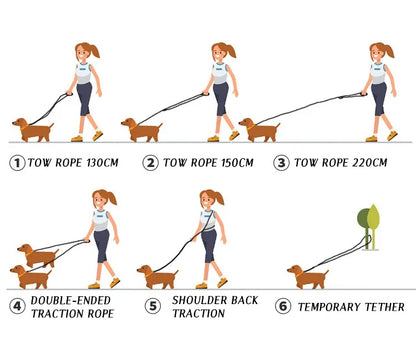 Reflective Nylon Leashes Pet Dogs Chain Traction Rope Leads for Running Free Hands Rope Chain for Small Large Dogs