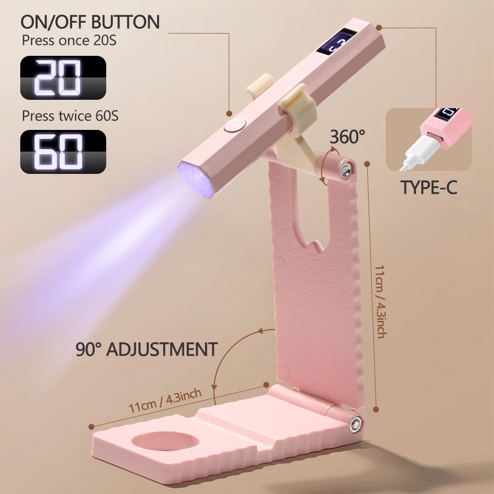 YIKOOLIN Convenient Handheld Nail Dryer Lamp UV/LED Nail Curing All Gel Polish Nail Art Tool Nail Art Convenient Nail Lamp Beauty World Shop