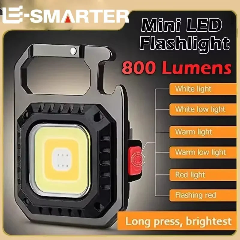 Mini LED Flashlight Magnetic COB Outdoor Camping Pocket Work Light 800 Lumens USB Rechargeable 7 Modes Spotlights Beauty World Shop