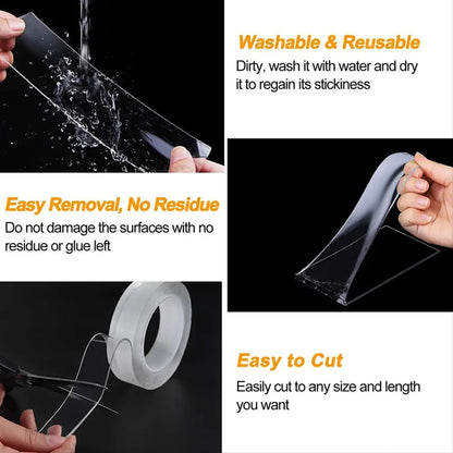 1pc Strong Double-sided Tape, Can Be Cleaned And Reused. Transparent Double-sided Tape Use for Kitchen, Bathroom, Office Beauty World Shop
