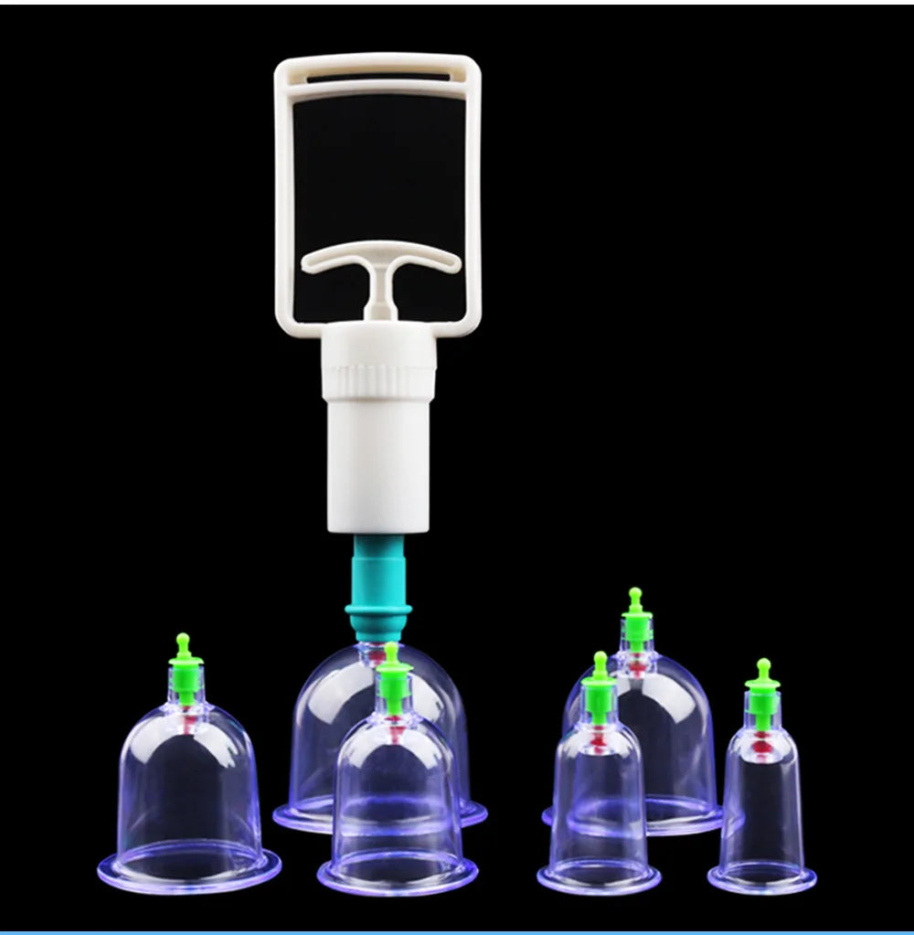 6 Suction Cups for Back-Vacuum Cupping Massage Kit w/ Pump Gun Body Massage Anti-Cellulite Beauty World Shop