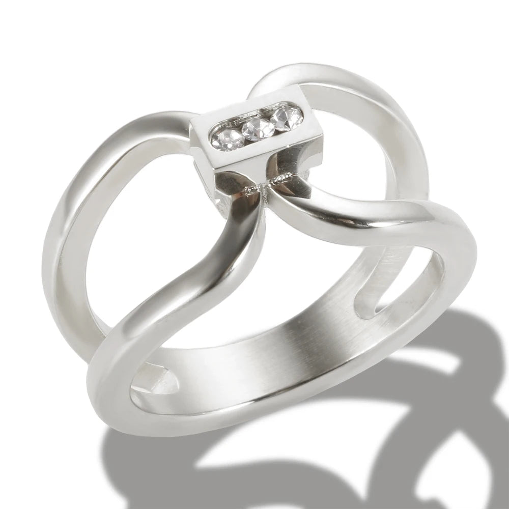 Three Layers Roman Numerals Ring for Women Luxury Stainless Steel Rotatable Crystal Finger Rings Female Wedding Trendy Jewelry Beauty World Shop