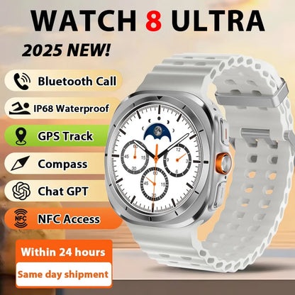 Smart Watch 8 Ultra 2025 Color Matching GPS Compass Smart Watch BT call NFC IP68 Waterproof 4GB Health monitoring Reduction 100% Beauty World Shop