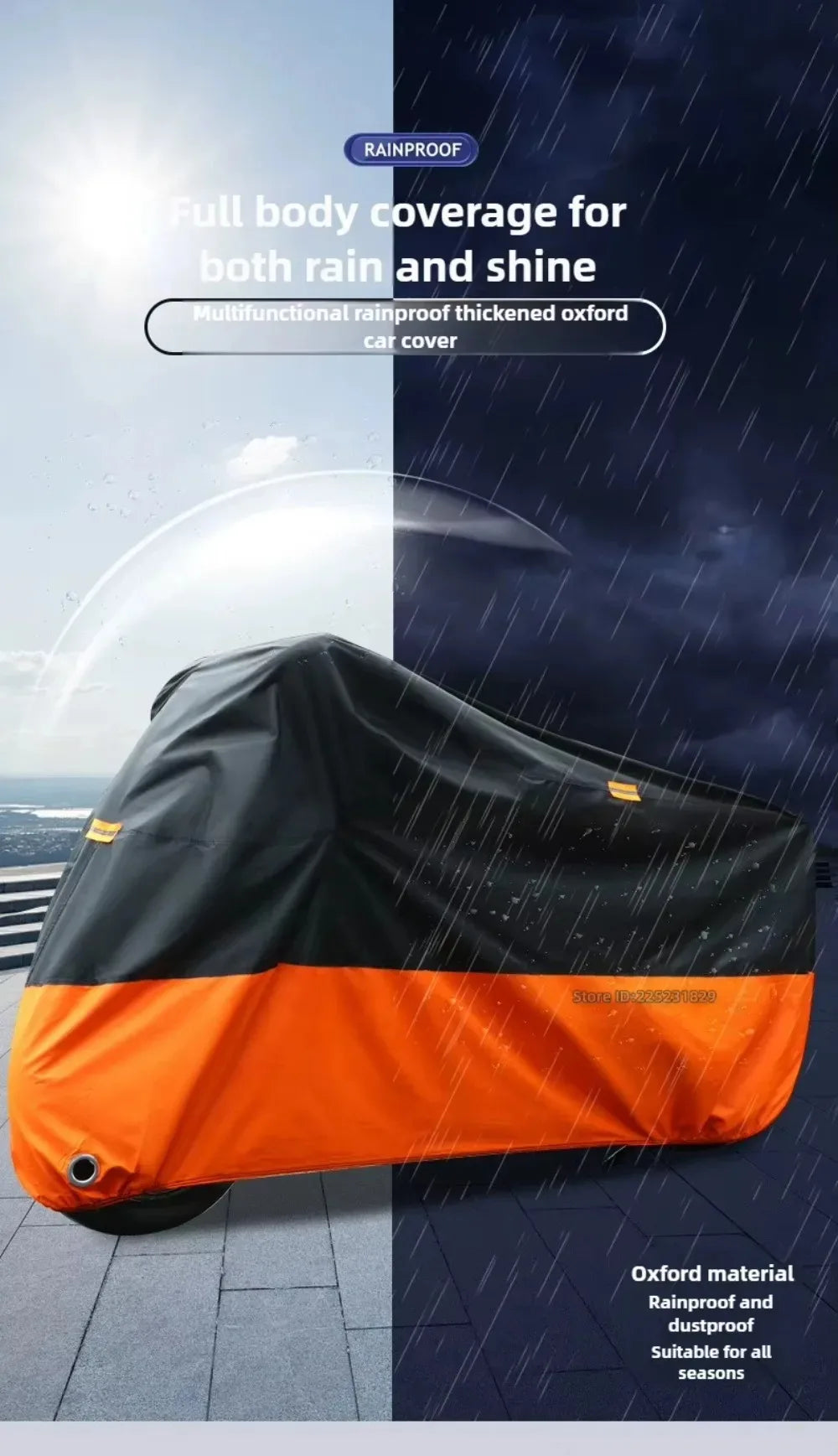 Motorcycle Thick 190T Waterproof Universal Outdoor Uv Electric Bike Protective Motorbike Dust Rain Sunshade Cover for All Season Beauty World Shop