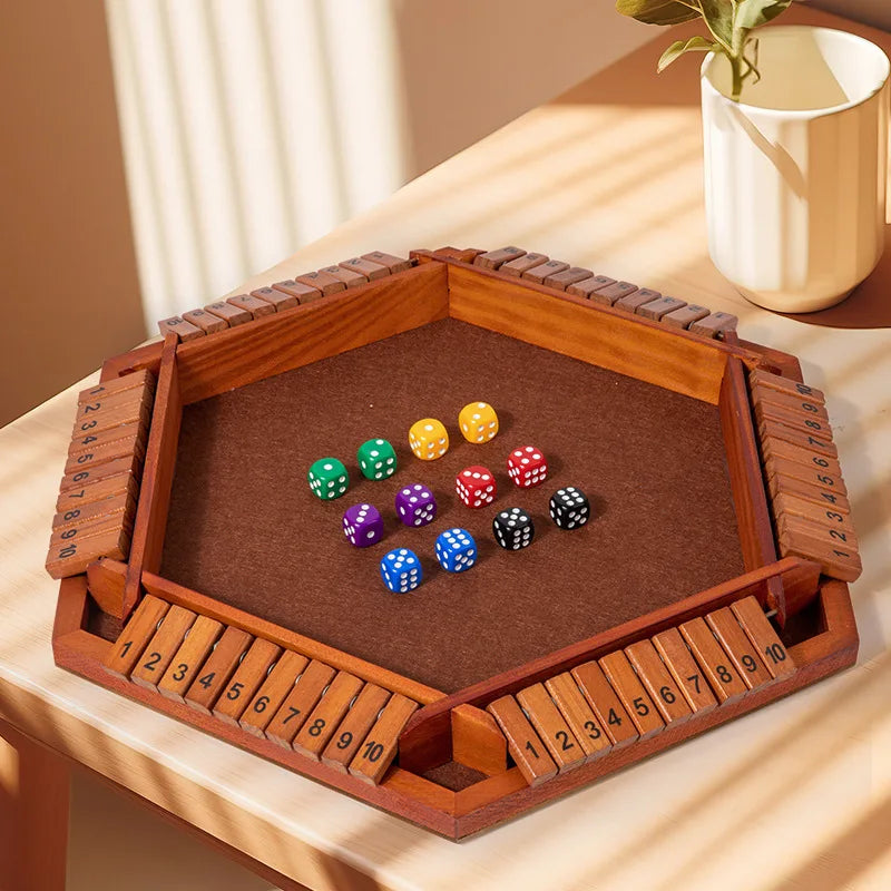 Six Sided Flipping Game, Wooden Number Game, Shut The Box Dice Game - Parent-Child Board Game, Bar Party, Leisure Gambling Game Beauty World Shop