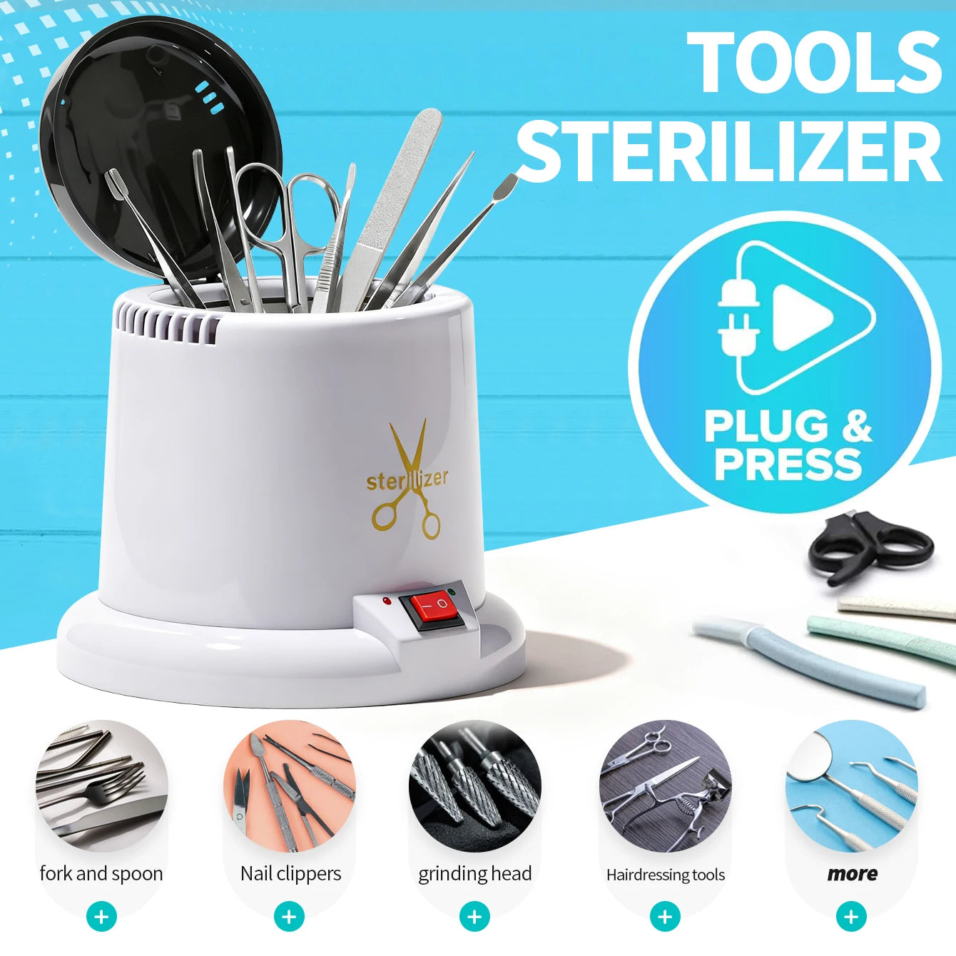 Nail Tool Sterilizer for Esthetician Sterilization Machine Metal Nail art Tools Haves Autoclave Sterilizers High Temperature Beauty World Shop