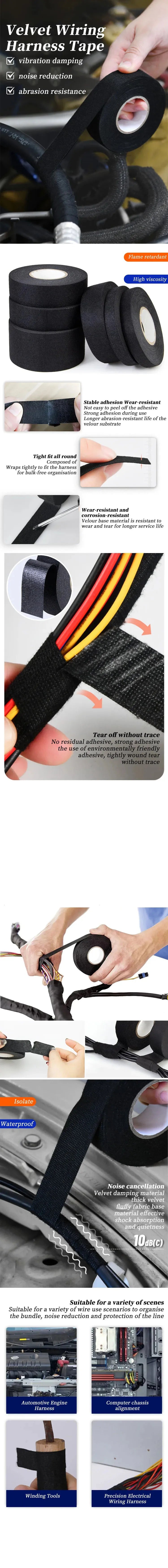 Electrical Insulating Tape Heat Resistant Harness Tape 9/15/50MM Car Cable Harness Wiring Loom Protection Waterproof Tape Beauty World Shop