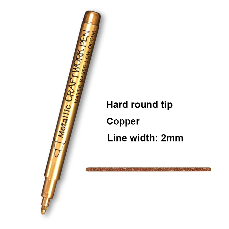 2/1Pc Brush Metallic Marker Pens Gold Silver Color Permanent Art Marker For Manga Crafts Scrapbooking School Stationery Supplies Beauty World Shop