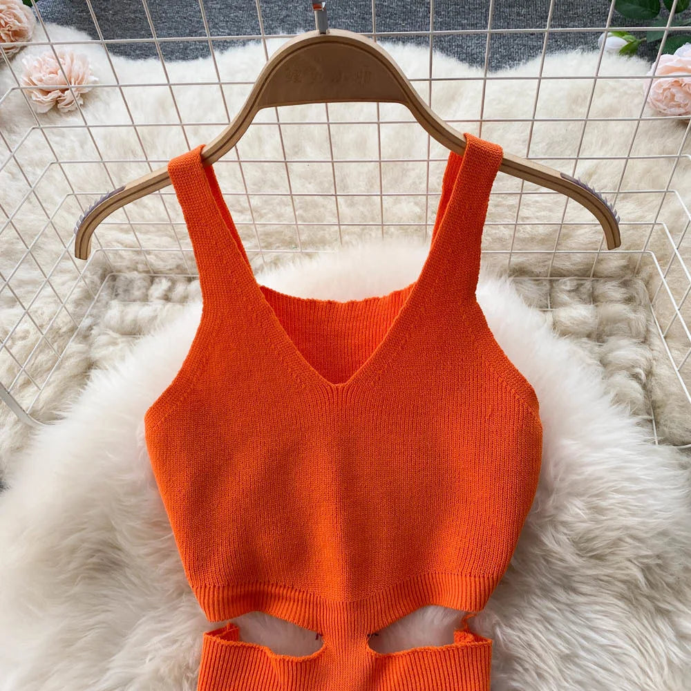 YuooMuoo Women Dress Sexy Cut Out Waist Package Hips Split Bodycon Dress Summer Fashion Lady Knitted Party Vestidos Sundress Beauty World Shop