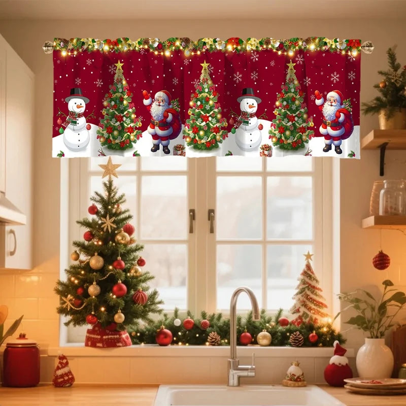 Christmas Short Curtains Valances Merry Christmas Decorations For Home 2025 Xmas Navidad Kitchen Bedroom Ornaments New Year 2026 Beauty World Shop
