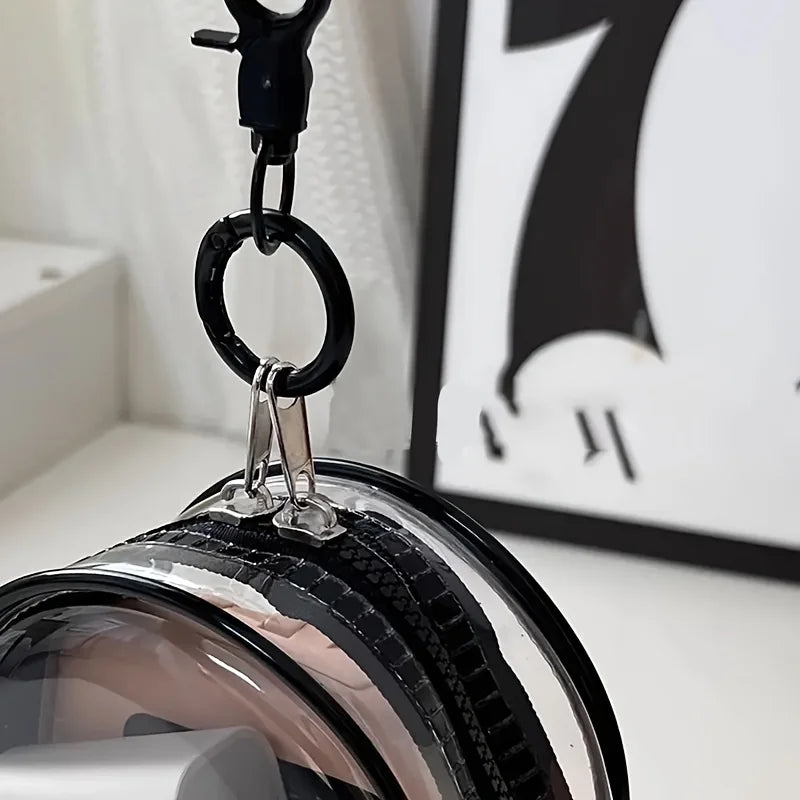 Portable Mini Clear Zipper Storage Bag - Space-Saving Organizer for Earphones & Chargers, Versatile with Handy Keychain Loop Beauty World Shop