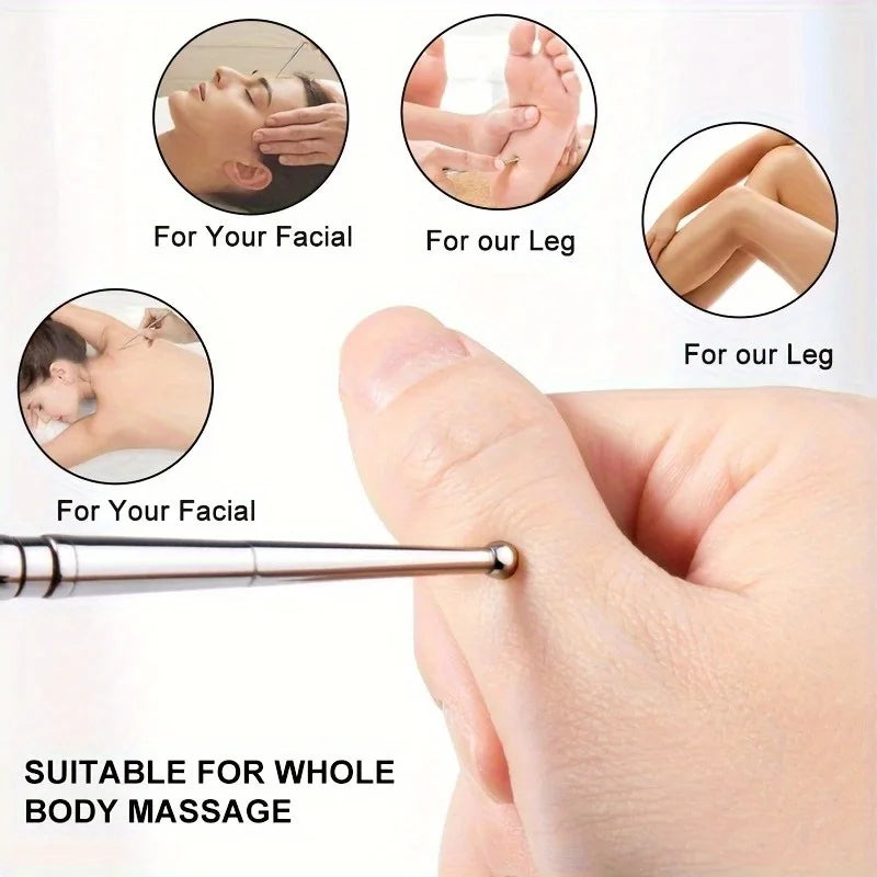 Stainless Steel Acupuncture Pen - Dual Head Massage Tool for Deep Tissue, Trigger Points & Acupressure, Handheld Relaxation Beauty World Shop