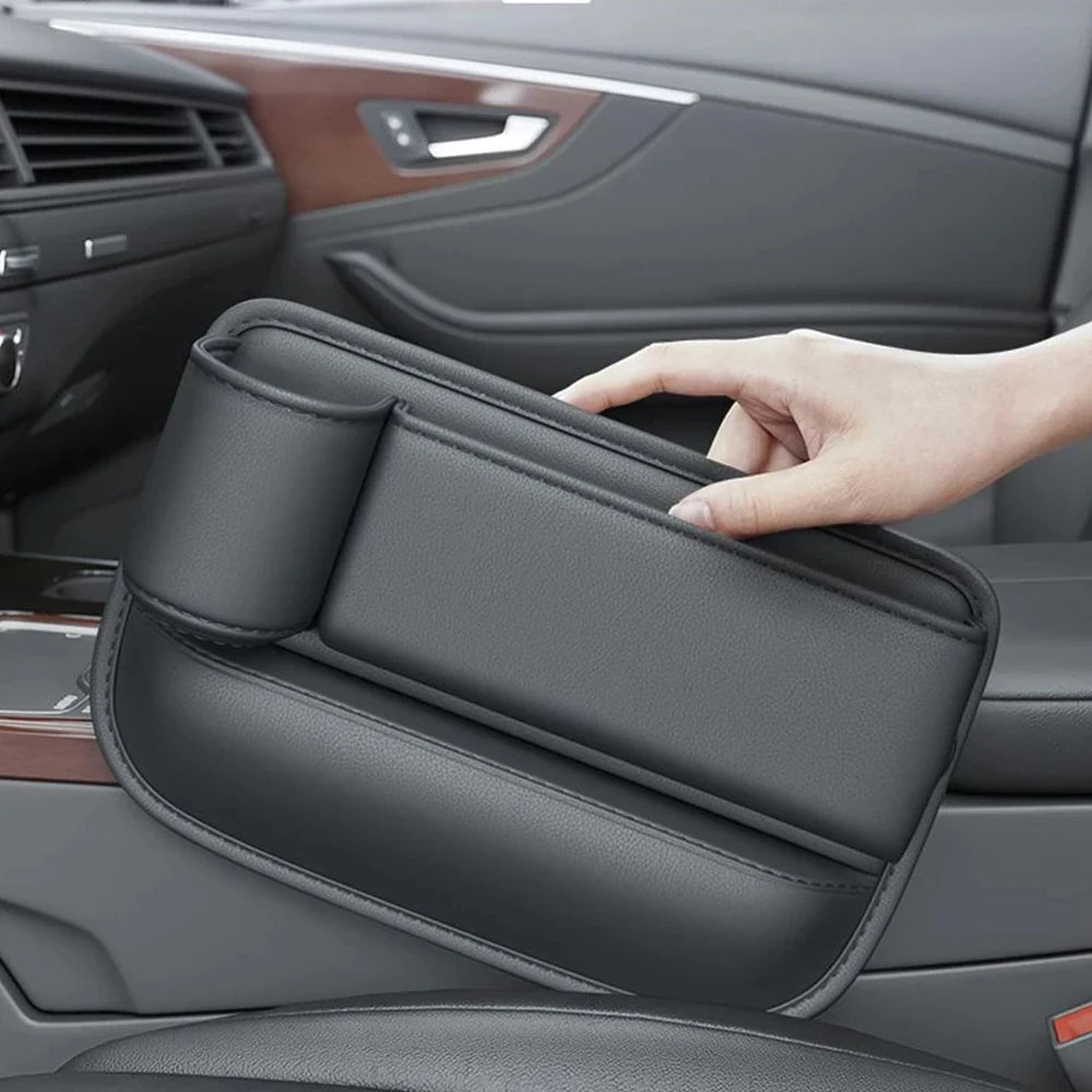 Car Seat Gap Water Cup Holder Leather Universal Crevice Side Storage Box Driver Front Auto Seat Gap Filler Organizer In the Car Beauty World Shop